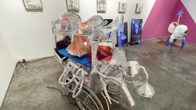 Work by artists Ramin Haerizadeh, Rokni Haerizadeh and Hesam Rahmanian at the We Are Open For Installation. Chris Whiteoak / The National