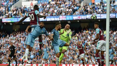West Ham’s Michail Antonio scores the third goal of the game to make the score 2-1. Peter Powell / EPA