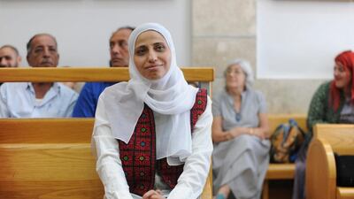 Palestinian poet Dareen Tatour attends her trial at an Israeli court in Nazareth on July 31, 2018. AP Photo