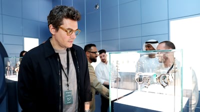 Self-confessed watch enthusiast John Mayer at the Audemars Piguet pavilion on day one of Dubai Watch Week. Getty