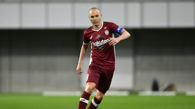 Andres Iniesta has spent the past five years at Japanese club Vissel Kobe and will now ply his trade in the Adnoc Pro League. Getty Images