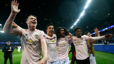 Manchester's players celebrate. EPA