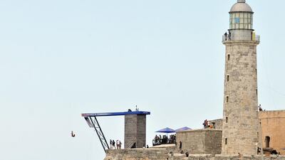 General view of the first stage of the World Series of high diving in Havana, Cuba, 10 May 2014. Alejandro Ernesto/EPA