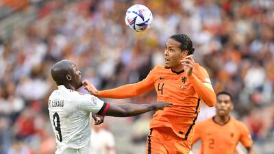 Belgium's Romelu Lukaku fights for the ball with Netherlands' Virgil van Dijk during their Nations League match in Brussels on June 3, 2022. AFP