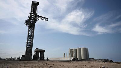 The launch pad after the SpaceX Starship lift-off from Starbase in Boca Chica, Texas. AFP