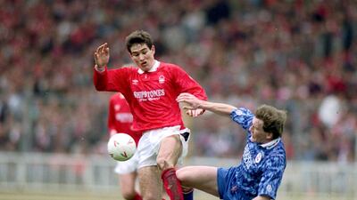 Nigel Clough was the star man in Brian Clough's Nottingham Forest side of the late 1980s and early 1990s until both suffered relegation from the Premier League in 1993. Nigel scored the last goal of Brian's managerial career. Allsport