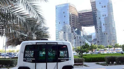 Welcome to the future – the 10-seater smart driverless car tested by the Roads and Transport Authority, in Business Bay, Dubai. Courtesy RTA.