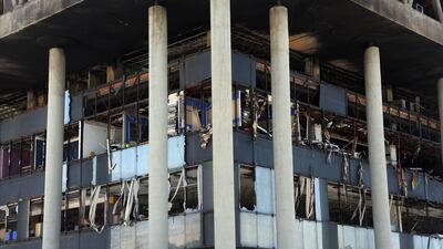 Damage to the building of Iranian state TV (IRIB) after an Israeli air strike in Tehran. EPA