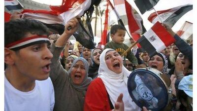 Tahrir Square was once again full yesterday as thousands of people gathered to mark Hosni Mubarak's resignation a week ago.