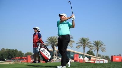 Shane Lowry plays his second shot on the first hole. Getty Images