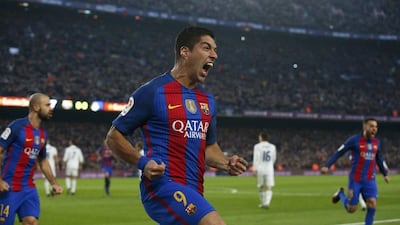 Barcelona’s Luis Suarez celebrates after scoring their goal. Albert Gea / Reuters