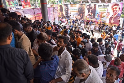 Fans arrive to watch Jailer in Chennai, Tamil Nadu. EPA