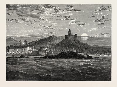 A drawing of Cape Coast Castle on the Gold Coast of West Africa, which was rebuilt by the British in the 18th century. Britain has a rich seafaring legacy. Getty Images.