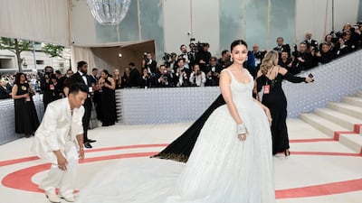 NEW YORK, NEW YORK - MAY 01: Alia Bhatt attends The 2023 Met Gala Celebrating "Karl Lagerfeld: A Line Of Beauty" at The Metropolitan Museum of Art on May 01, 2023 in New York City. Jamie McCarthy / Getty Images / AFP (Photo by Jamie McCarthy / GETTY IMAGES NORTH AMERICA / Getty Images via AFP)