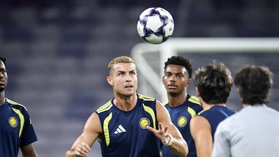 Al Nassr's Cristiano Ronaldo during training on the eve of the AFC Champions League Elite match against Al Ain. AFP