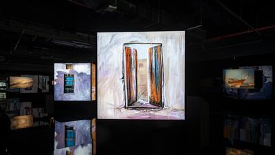 Some of Al Astad's works, particularly those depicting traditional architectural scenes, have been displayed in light boxes, making their colours more vivid.