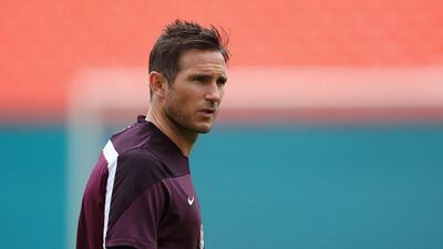 Frank Lampard in action during an England training session in Miami, Florida, USA on Tuesday ahead of the 2014 World Cup in Brazil. Richard Heathcote / Getty Images / AFP / June 3, 2014