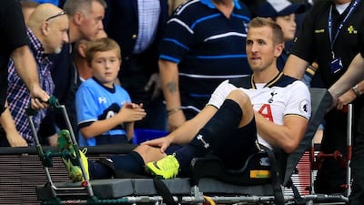 Harry Kane shown on Saturday after coming off injured in Tottenham's win over Sunderland. Mike Egerton / PA / AP / September 18, 2016