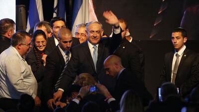 Israeli prime minister Benjamin Netanyahu claimed a big victory in elections on Wednesday despite exit polls showing he was neck-and-neck with his closest rival Isaac Herzog Jack Guez/ AFP Photo