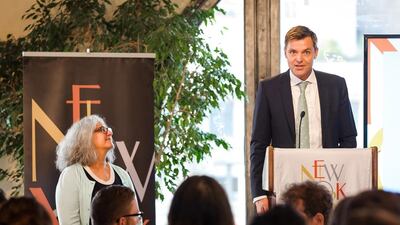 Matthew Sansom, station manager of Abu Dhabi Classic FM, at New York Festival's International Radio Program Awards. Marc Bryan-Brown / New York Festivals