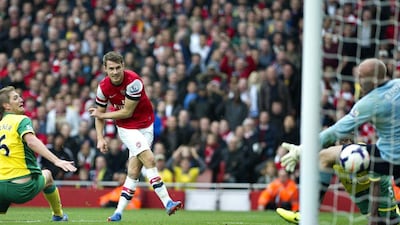 Aaron Ramsey has five goals in seven games for Arsenal this season. Bogdan Maran / AP