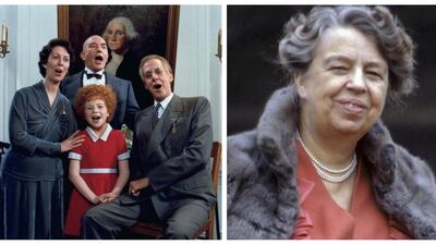 Lois de Banzie as Eleanor Roosevelt: De Banzie played a young Eleanor Roosevelt in the beloved musical ‘Annie', when Mr Warbucks takes the orphan to the White House to visit FDR. Courtesy Columbia Pictures, AP