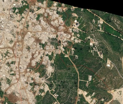 A satellite image shows widescale destruction in southern Lebanon. Photo: OnGeo Intelligence