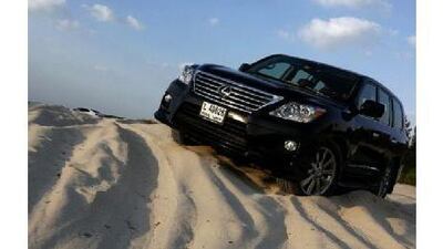 A cooler sits between the front seats of the LX570, providing a chilled thirst quencher when on a desert adventure.