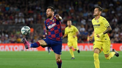 Barcelona's Argentine forward Lionel Messi controls the ball. AFP