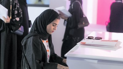 Mariam Al Shaloubi, 19, a student at UAE University, plays the piano at Mohammed Bin Zayed Council for Future Generations.