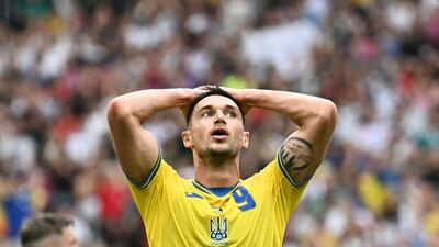 Ukraine's Roman Yaremchuk after a missed chance. AFP
