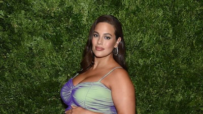 Ashley Graham wears custom Christopher John Rogers at the CFDA / Vogue Fashion Fund 2019 Awards. AFP