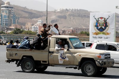 Houthi supporters in Sanaa in 2024. EPA