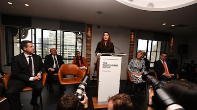 Labour MP Luciana Bergerannounces her resignation from the Labour Party at a press conference in London. Getty Images