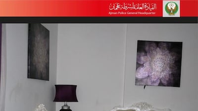 Police released this photo of the home in which the mother and two children died. Courtesy: Ajman Police