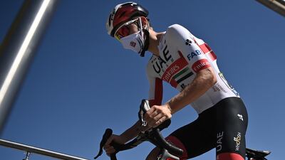 UAE Team Emirates rider Tadej Pogacar before the start of the Stage 11. EPA
