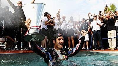 Webber celebrates in style last night.