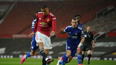 United's Mason Greenwood slots home for United. AFP