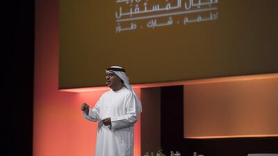 Mohamed Al Junaibi, Executive Director of Protocol Agenda and Media Sections of the Crown Prince Court of Abu Dhabi and Chairman of the Abu Dhabi World Games Higher Committee, addresses the majlis. Hamad Al Kaabi / Crown Prince Court - Abu Dhabi