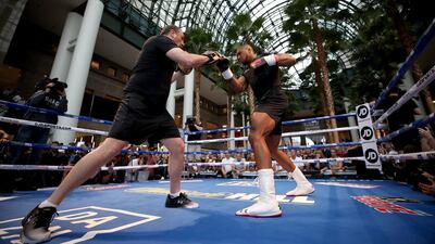 Anthony Joshua during the public work-out at Brookfield Place in New York ahead of his heavyweight world title fight with Andy Ruiz Jr. Press Association