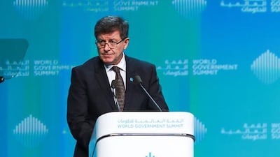 Director General of the ILO Guy Ryder speaks at the World Government Summit in Dubai. Victor Besa / The National