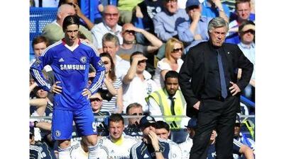 Carlo Ancelotti, right, has found it difficult to choose two forwards from four at his disposal to fit a fairly unfamiliar 4-4-2 formation for Chelsea, although the Italian himself is well-versed in the merits of its structure.