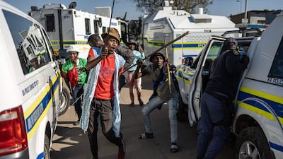 A protest over alleged inadequate police action against undocumented migrants in Centurion, South Africa. AFP