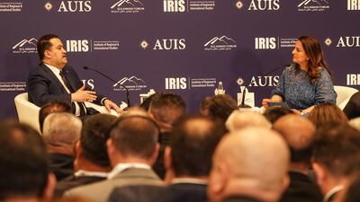 Mina Al-Oraibi, Editor-in-Chief of The National, interviews Iraqi Prime Minister Mohammed Shia Al Sudani in Sulaymaniyah. Aymen Al Ameri / The National