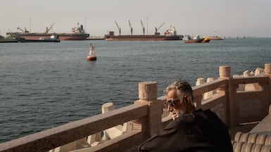 Vessels including oil tankers anchored near the Strait of Hormuz off Muscat, Oman. Getty Images