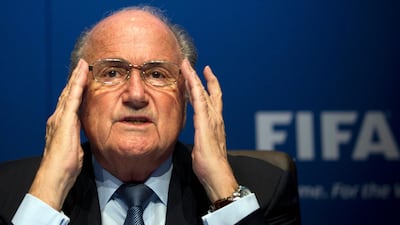 FILE - In this March 30, 2012 file picture FIFA President Sepp Blatter gestures during a press conference at the FIFA headquarters in Zurich, Switzerland. Soccer is falling under a cloud of suspicion as never before, sullied by a multibillion-dollar web of match-fixing that is staining increasingly larger parts of the world's most popular sport. FIFA President Sepp Blatter has proclaimed “zero tolerance” for match-fixing, and FIFA has pledged $27 million to Interpol to fight it. (AP Photo/Anja Niedringhaus,File) *** Local Caption *** The Dirty Game.JPEG-0f3f5.jpg