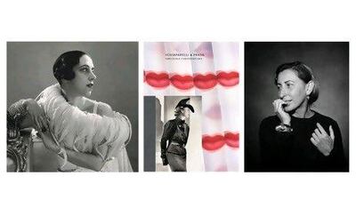 Elsa Schiaparelli (left) and Miuccia Prada (right) are featured at "Schiaparelli and Prada: Impossible Conversations" exhibition at The Metropolitan Museum of Art and its accompanying book. Photos by Hoyningen-Huené /Vogue / Condé Nast; The Metropolitan Museum of Art; and Guido Harari / Contrasto / Redux