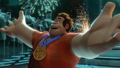 A scene featuring Ralph, voiced by John C Reilly, in the film Wreck-It Ralph. Courtesy Disney