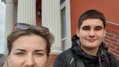 Nataliia Kolodii and her brother Viktor are in Warsaw after he fled Ukraine with hopes of joining her in the UK. PA