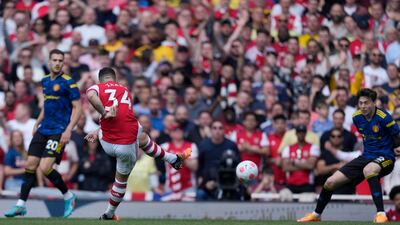 Granit Xhaka scores Arsenal's third goal. AP